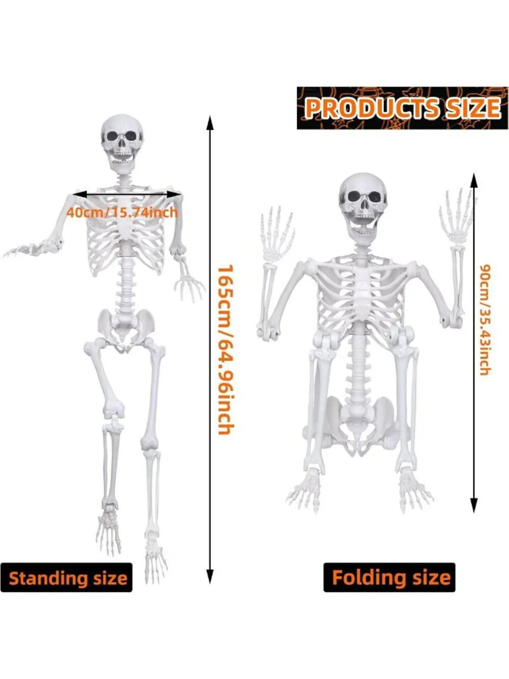 Life-Size 5.4Ft Halloween Skeletons - Realistic Posable Human Bones for Decor